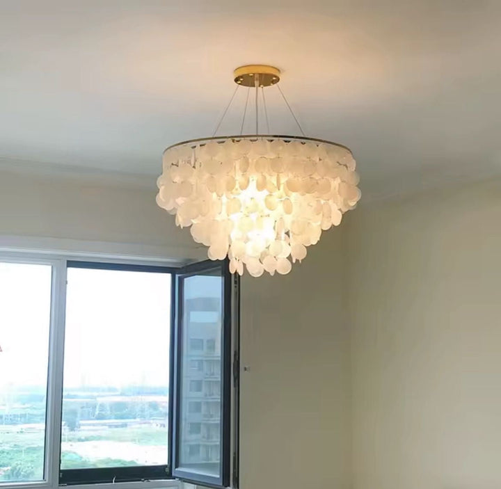 White Shell Ceiling Chandelier