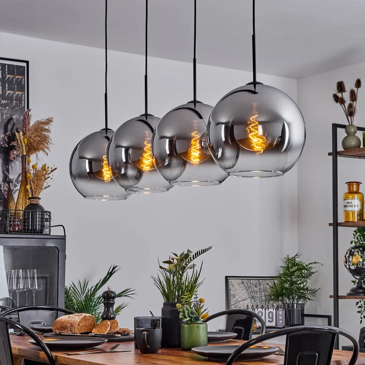 Modern Smoked Glass Quad Pendant Light
