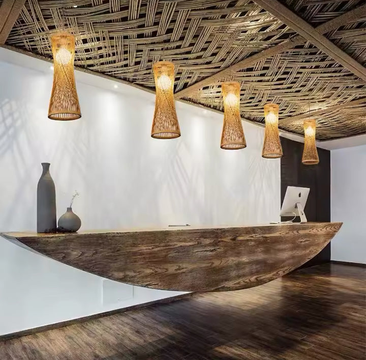 Modern Woven Bamboo Pendant Light