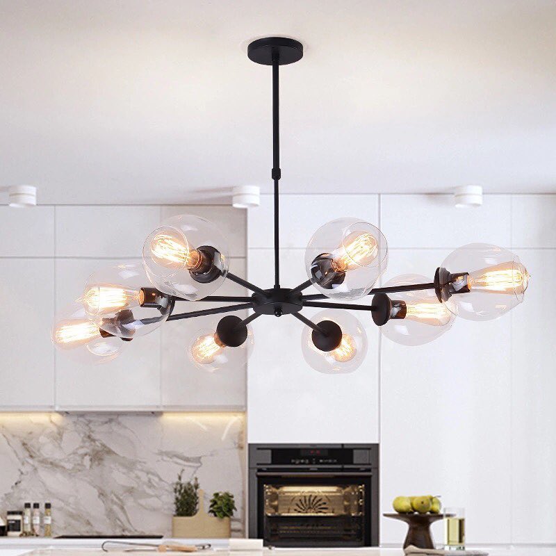 Modern Branch Chandelier with Glass Globe Shades