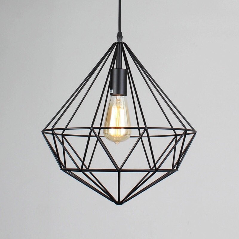 Geometric Pendant Light with Black Metal Frame