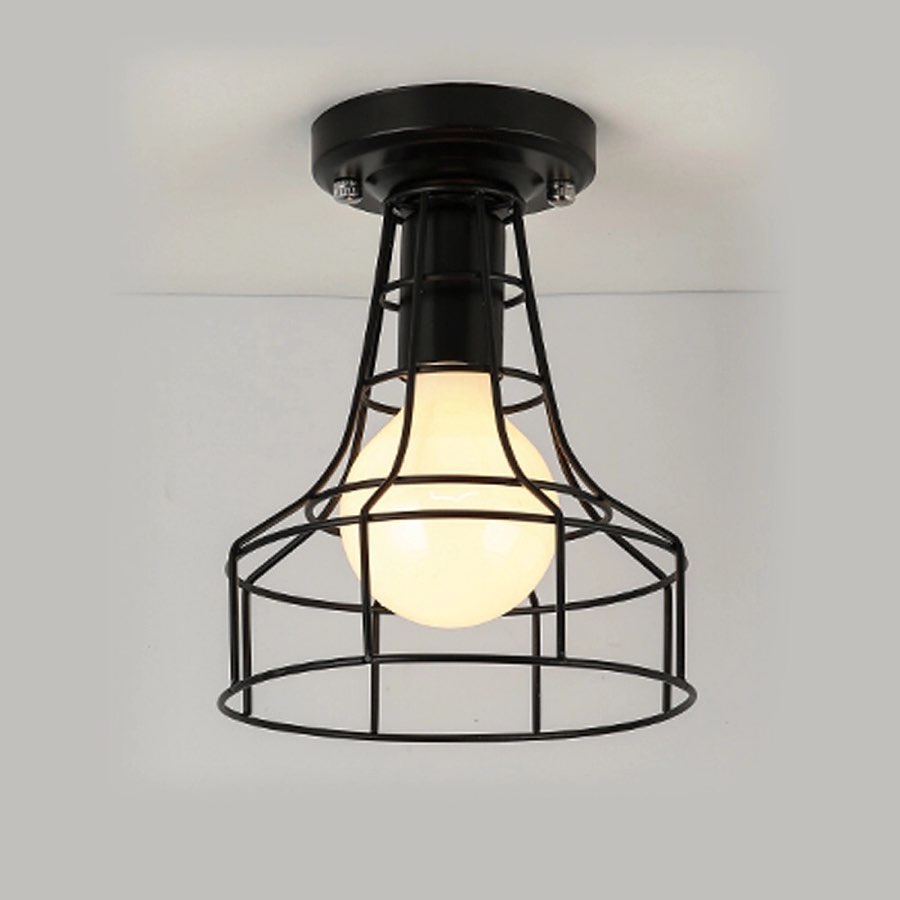 Industrial Ceiling Light with Cage Design