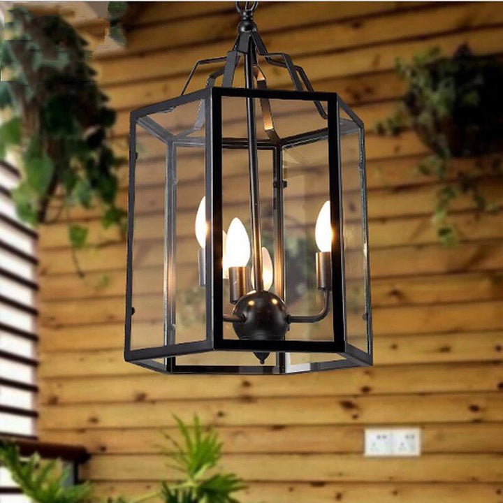 Rustic Lantern-Style Pendant Chandelier
