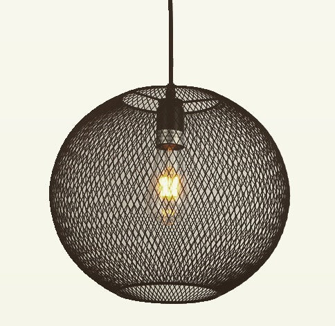 Industrial Pendant Light with Wireframe Design