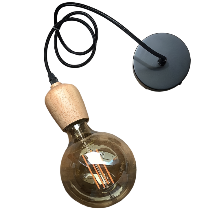 Modern Pendant Light with Wooden Socket