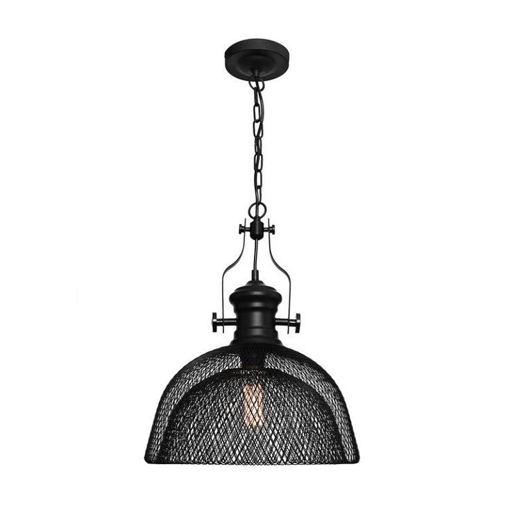 Industrial Pendant Light with Black Wire Mesh Shade