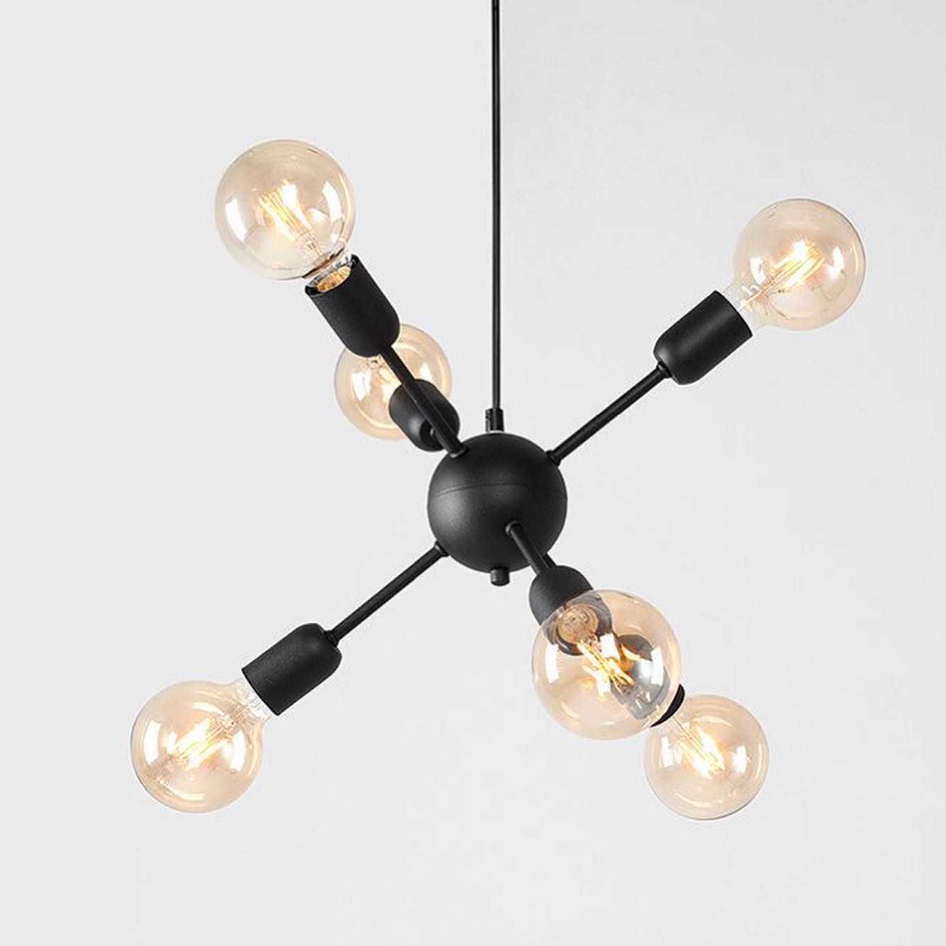 Modern Atomic Chandelier - Contemporary Lighting with Black Frame ...