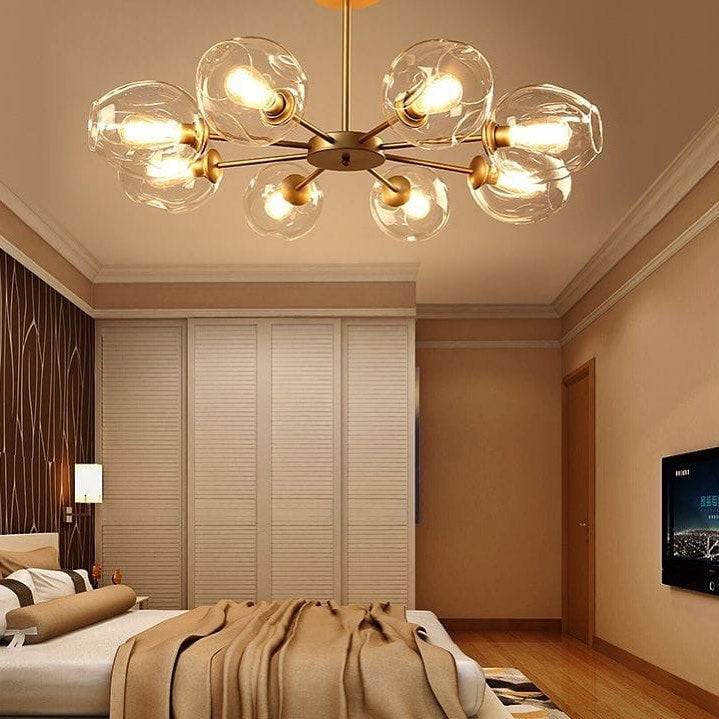 Modern Branch-Style Chandelier with Clear Glass Shades