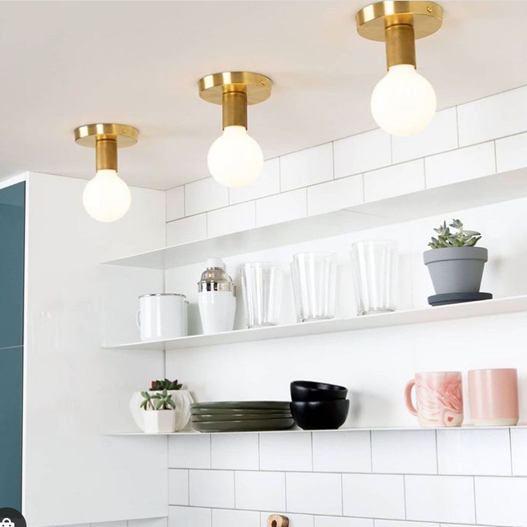 Modern Ceiling Light with Brass Base