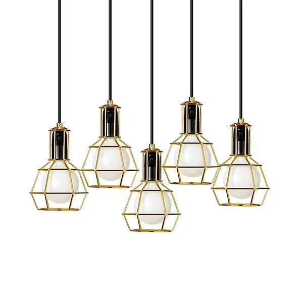 Modern Cluster Pendant Light with Golden Cage Design