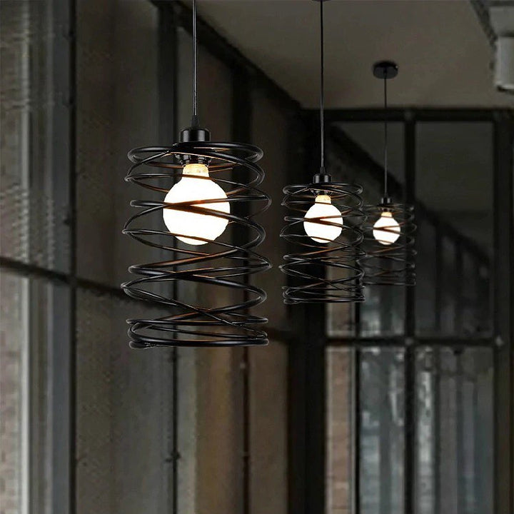 Black Spiral Pendant Light