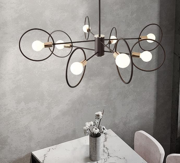 Modern 8-Light Chandelier with Circular Design