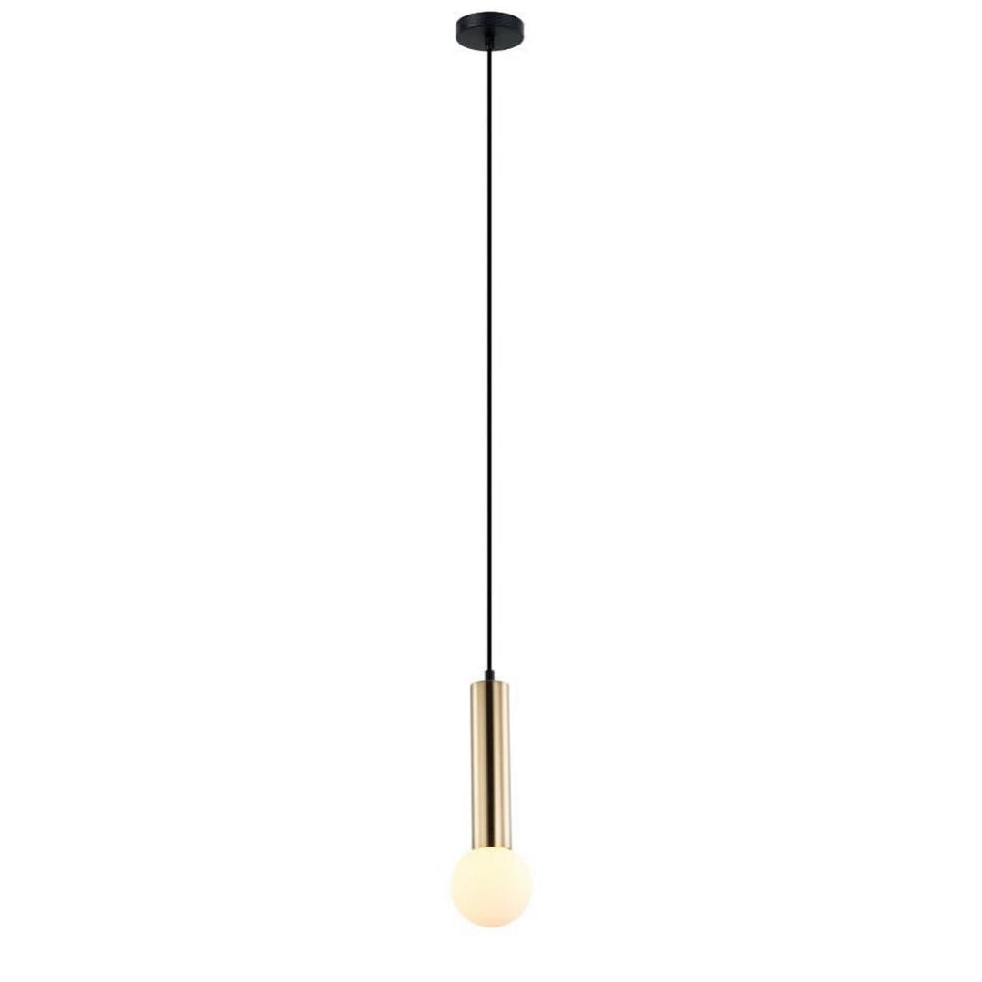 Minimalist Pendant Light with Gold Finish and White Globe