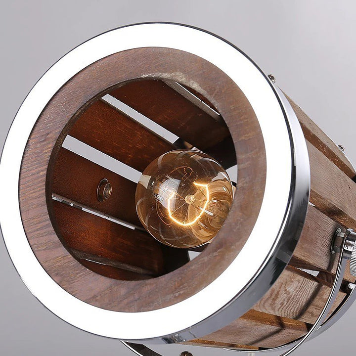 Wooden Tripod Floor Lamp with Brown Spotlight