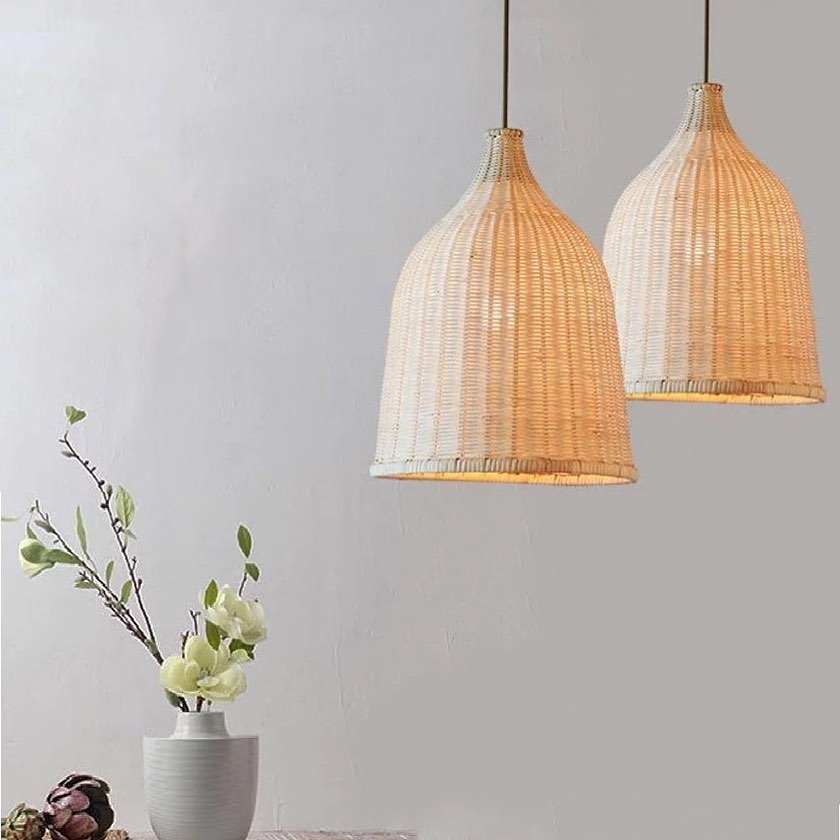 Rustic Woven Rattan Pendant LightNatural woven rattan pendant light th ...