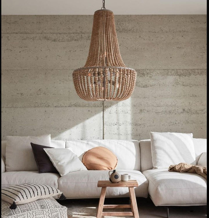Beaded Crystal Chandelier in White