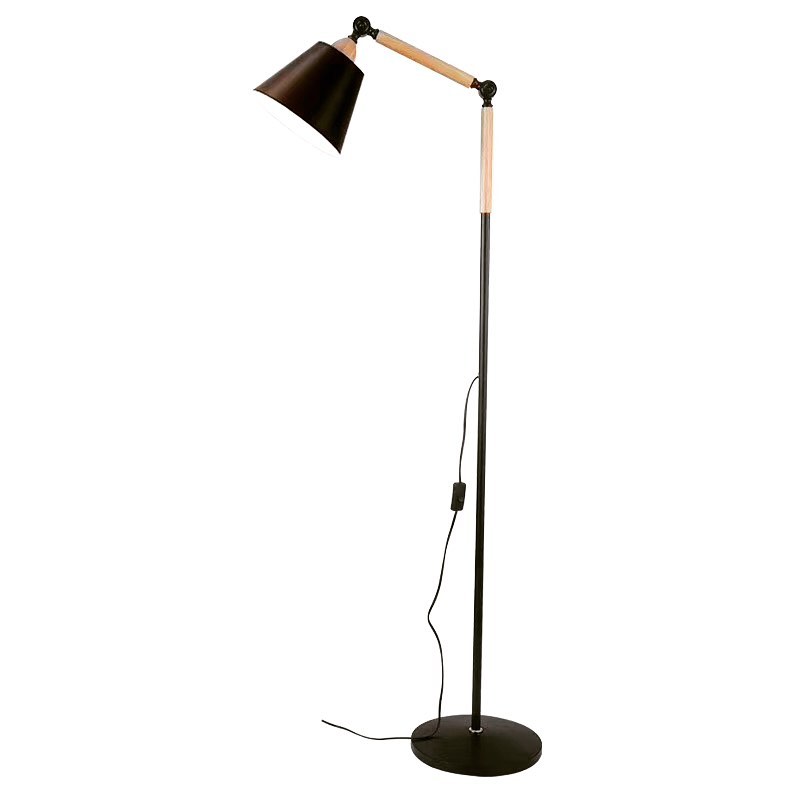 Modern Black and Wood Floor Lamp