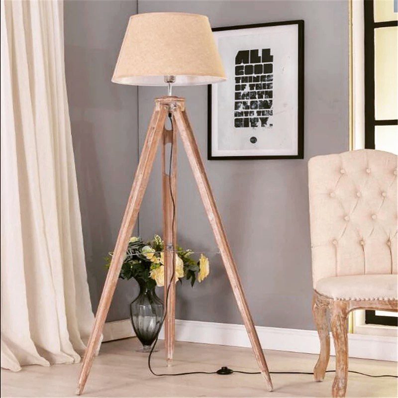 Tripod Floor Lamp with Linen Shade