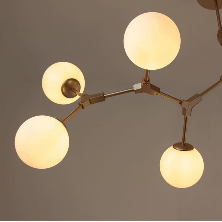 Modern Chandelier with 8 Globes in Gold Finish