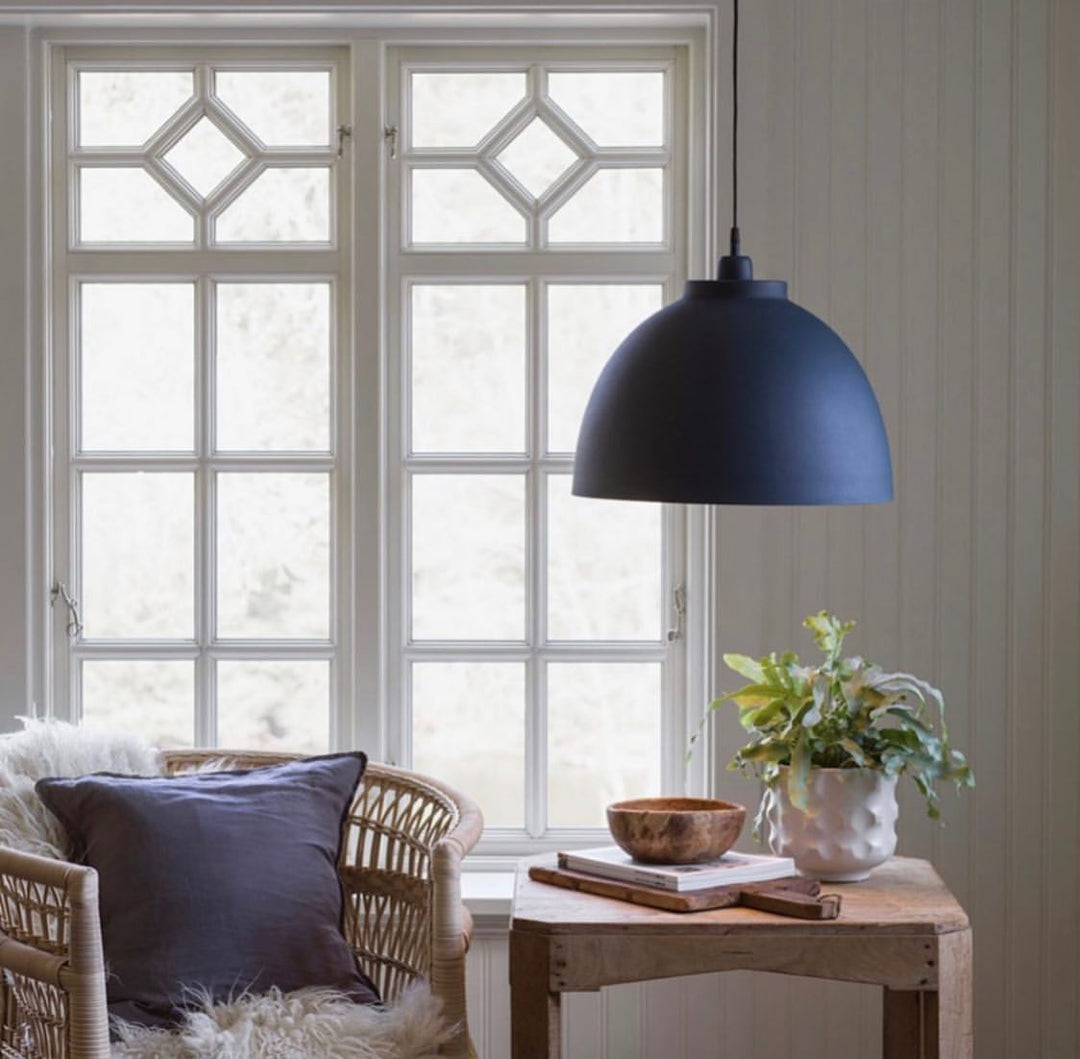 Scandinavian Pendant Light with Matte black Dome Shade