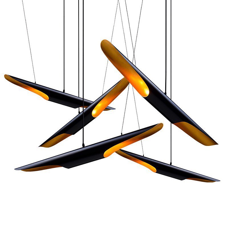 Modern Pendant Light with Sculptural Black and Gold Design