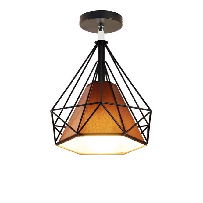 Industrial Wireframe Ceiling Light with Geometric Design