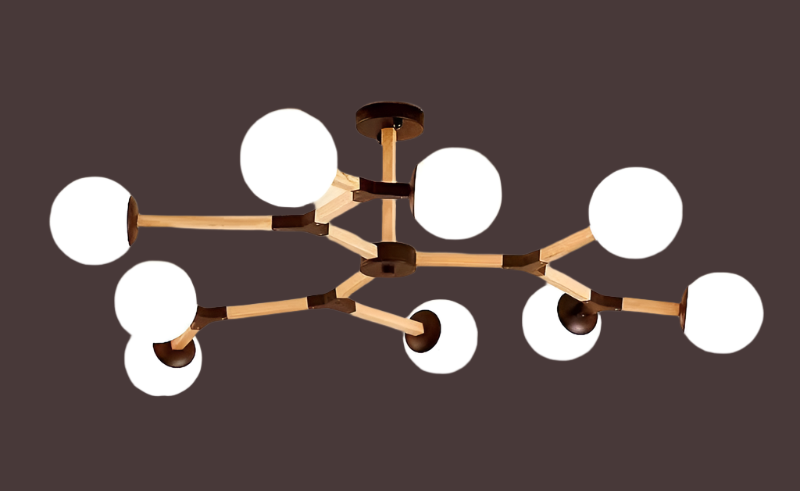 Modern Branch-Style Ceiling Light with White Globe Shades