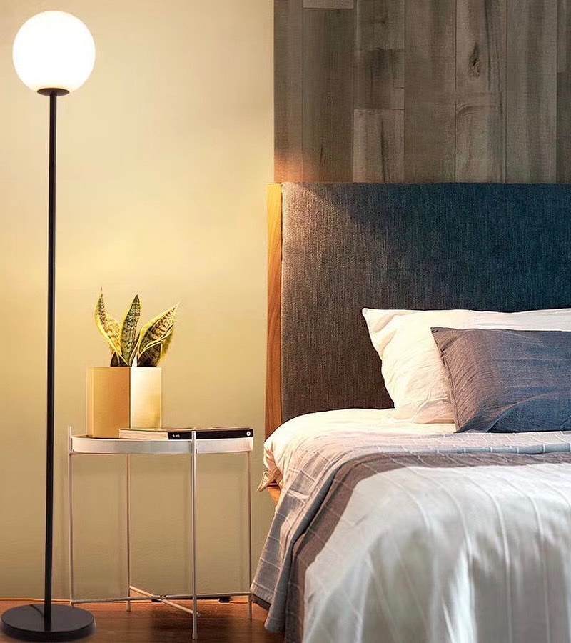 Modern Floor Lamp with White Globe Shade