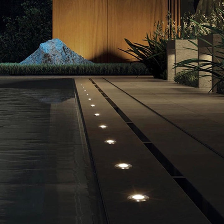 Outdoor Ground Recessed Lights with Stainless Steel Trim