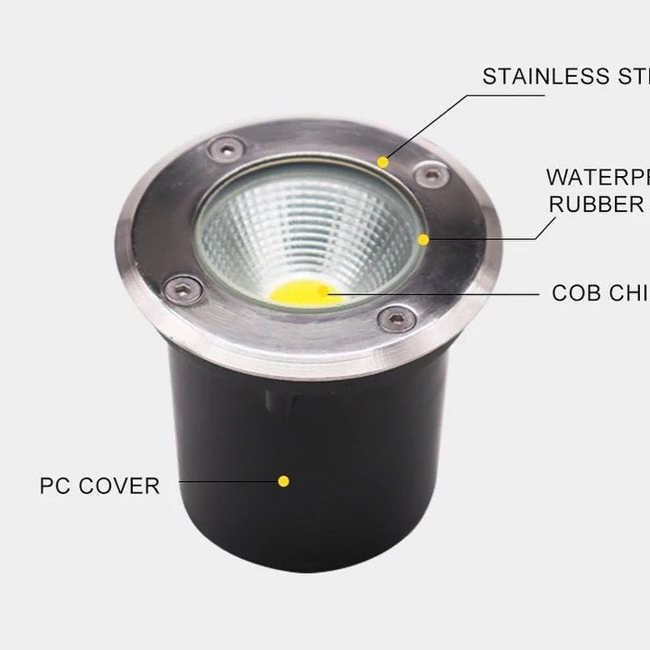 Outdoor Ground Recessed Lights with Stainless Steel Trim