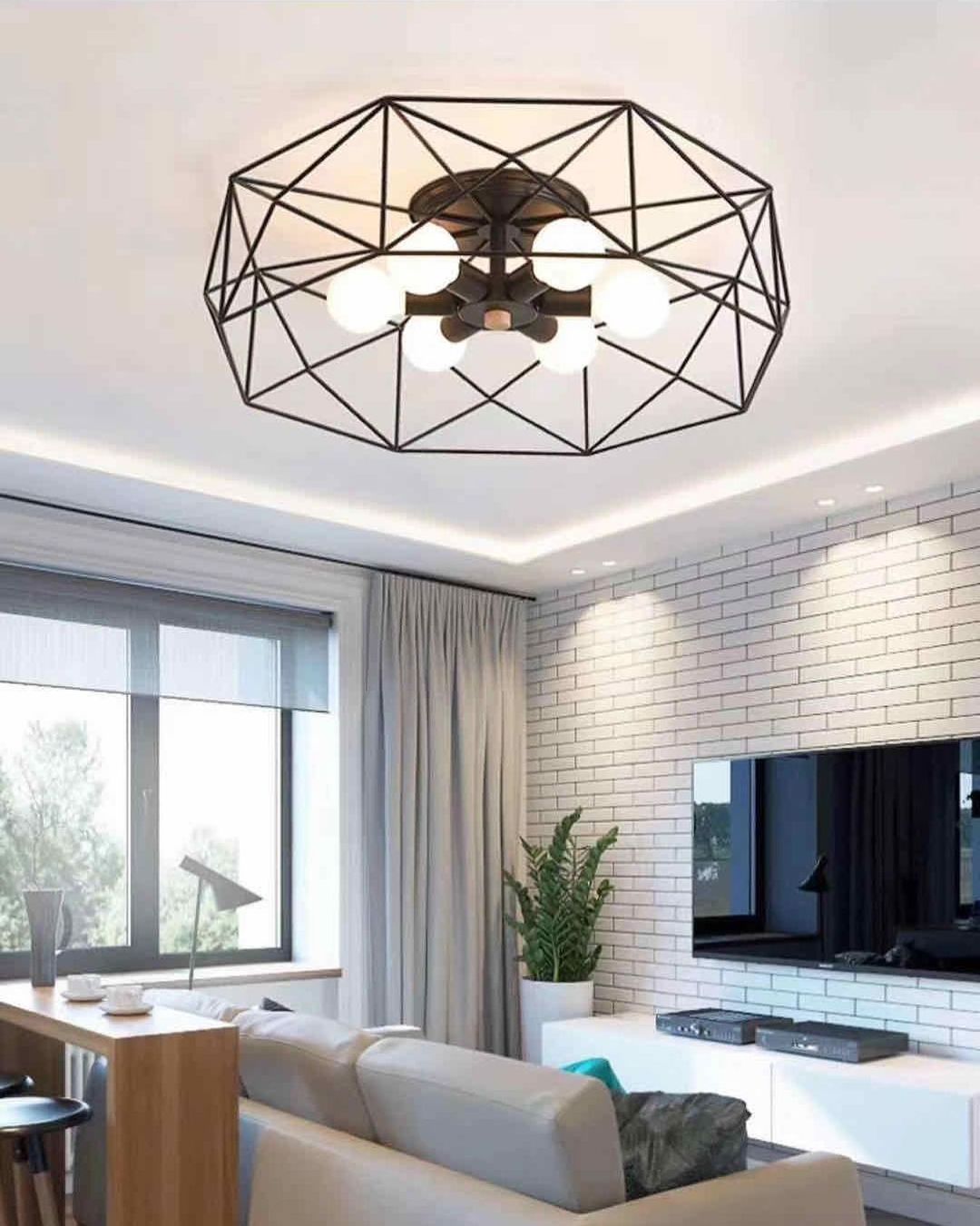 Modern Ceiling Light with Geometric Metal Frame