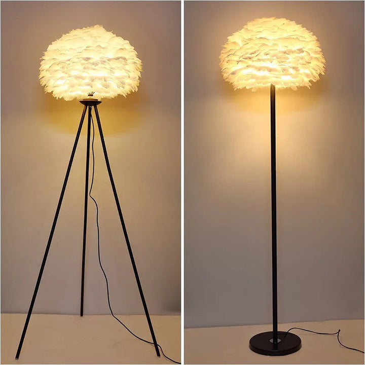 Modern Feather Floor Lamp with Black Stand