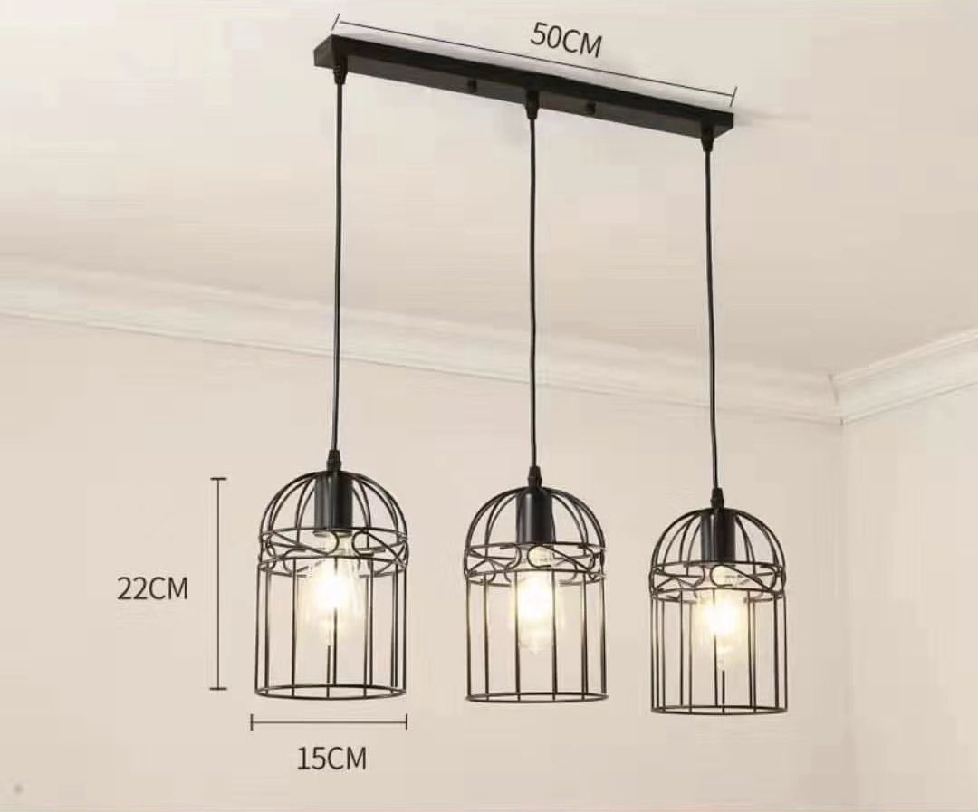 Industrial Pendant Light with Cage Design