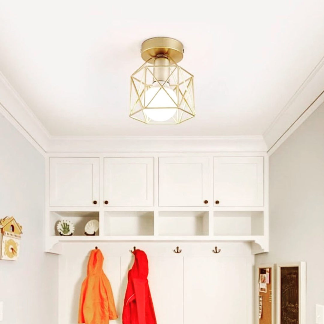 Modern Geometric Ceiling Light with Gold Finish
