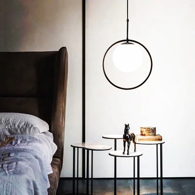 Modern Circle Pendant Light with Globe Shade