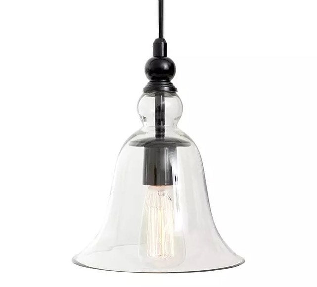 Vintage Pendant Lights with Glass Bell Shades