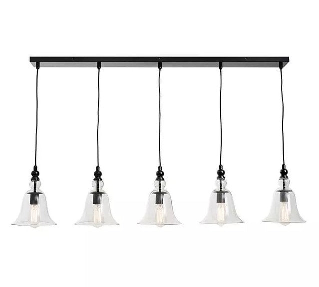 Vintage Pendant Lights with Glass Bell Shades