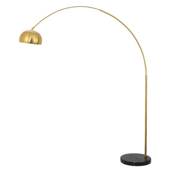 Modern Arc Floor Lamp with Brass Finish and Marble Base