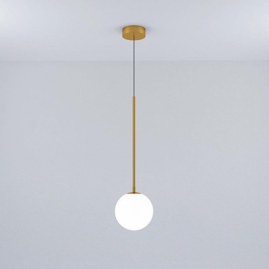 Modern Pendant Light with Gold Finish and Globe Shade