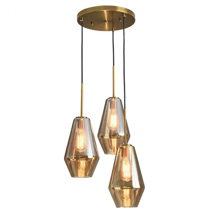 Modern Pendant Light with Amber Glass Shades - Artistic Design
