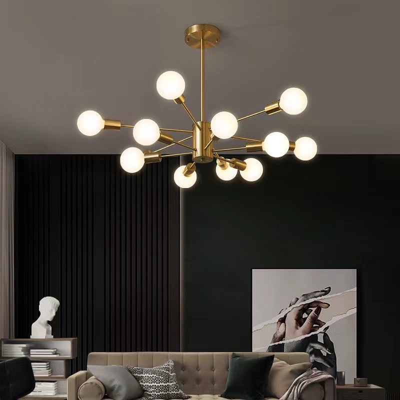 Modern Brass Branch-Style Chandelier