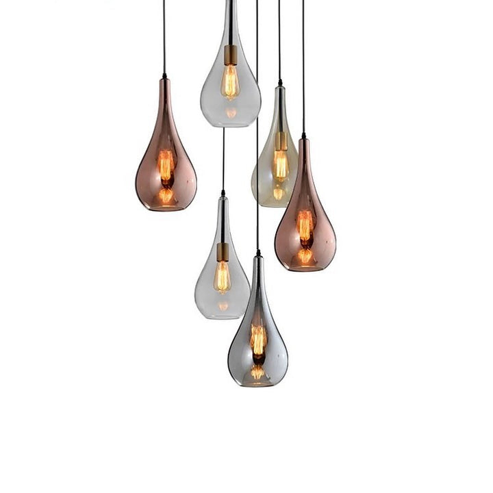 Modern Teardrop Pendant Lights with Mixed Glass Shades