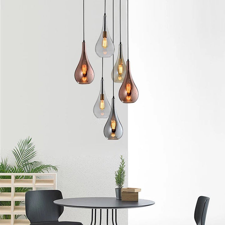 Modern Teardrop Pendant Lights with Mixed Glass Shades