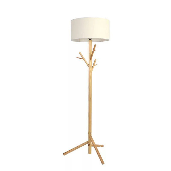 Scandinavian Wooden Floor Lamp with Fabric Shade