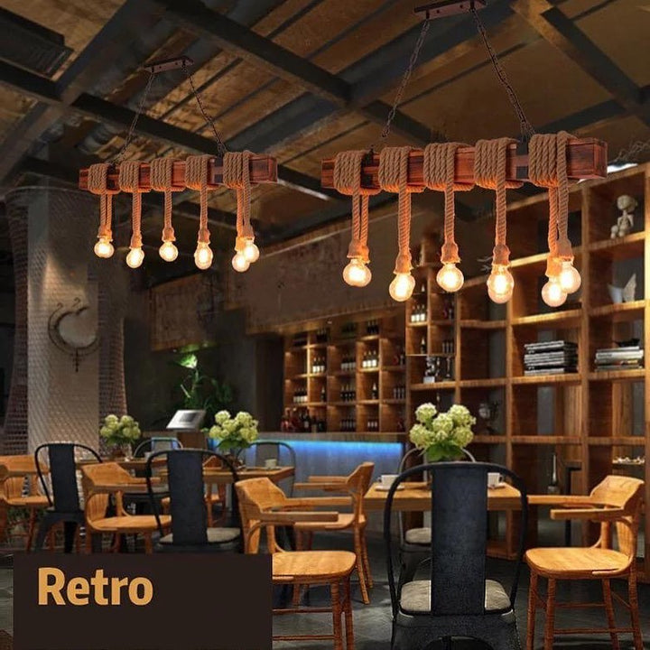 Rustic Rope and Wood Chandelier