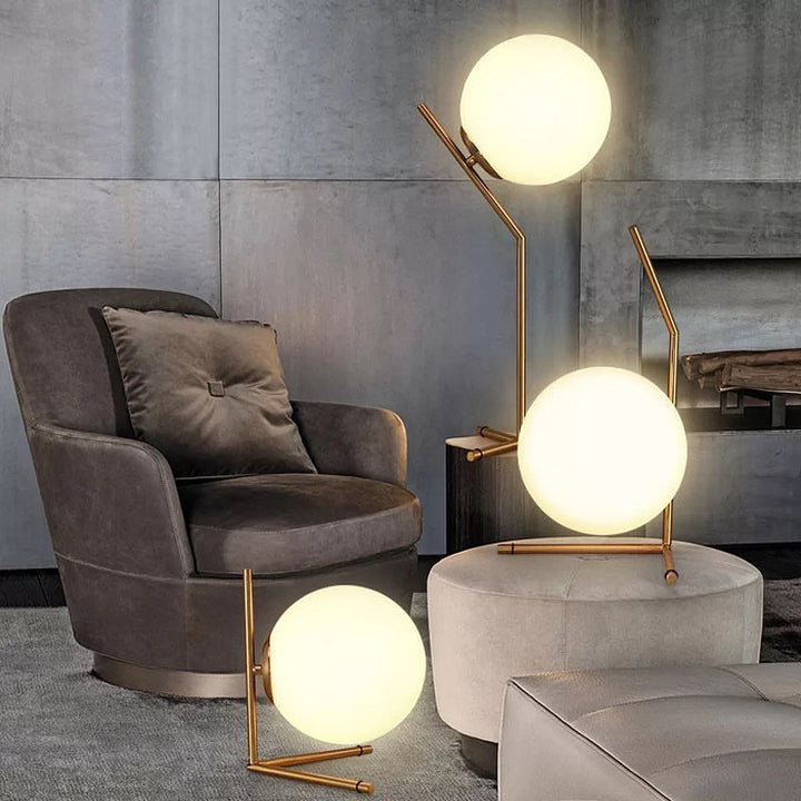Modern Brass and Globe Table Lamp