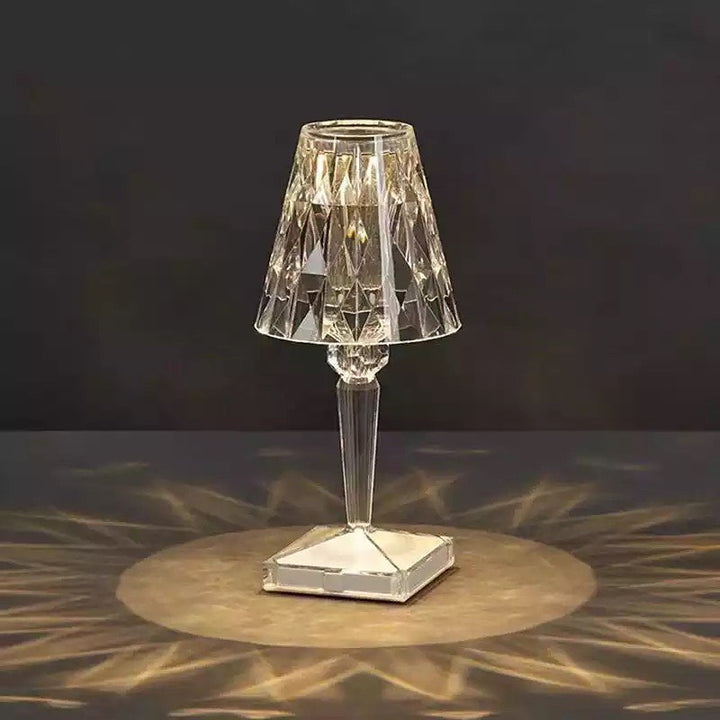 Crystal Table Lamp with Diamond-Cut Shade - USB
