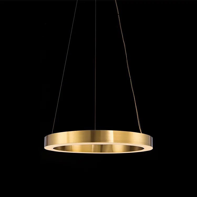 Sleek Modern LED Gold Ring Pendant Light