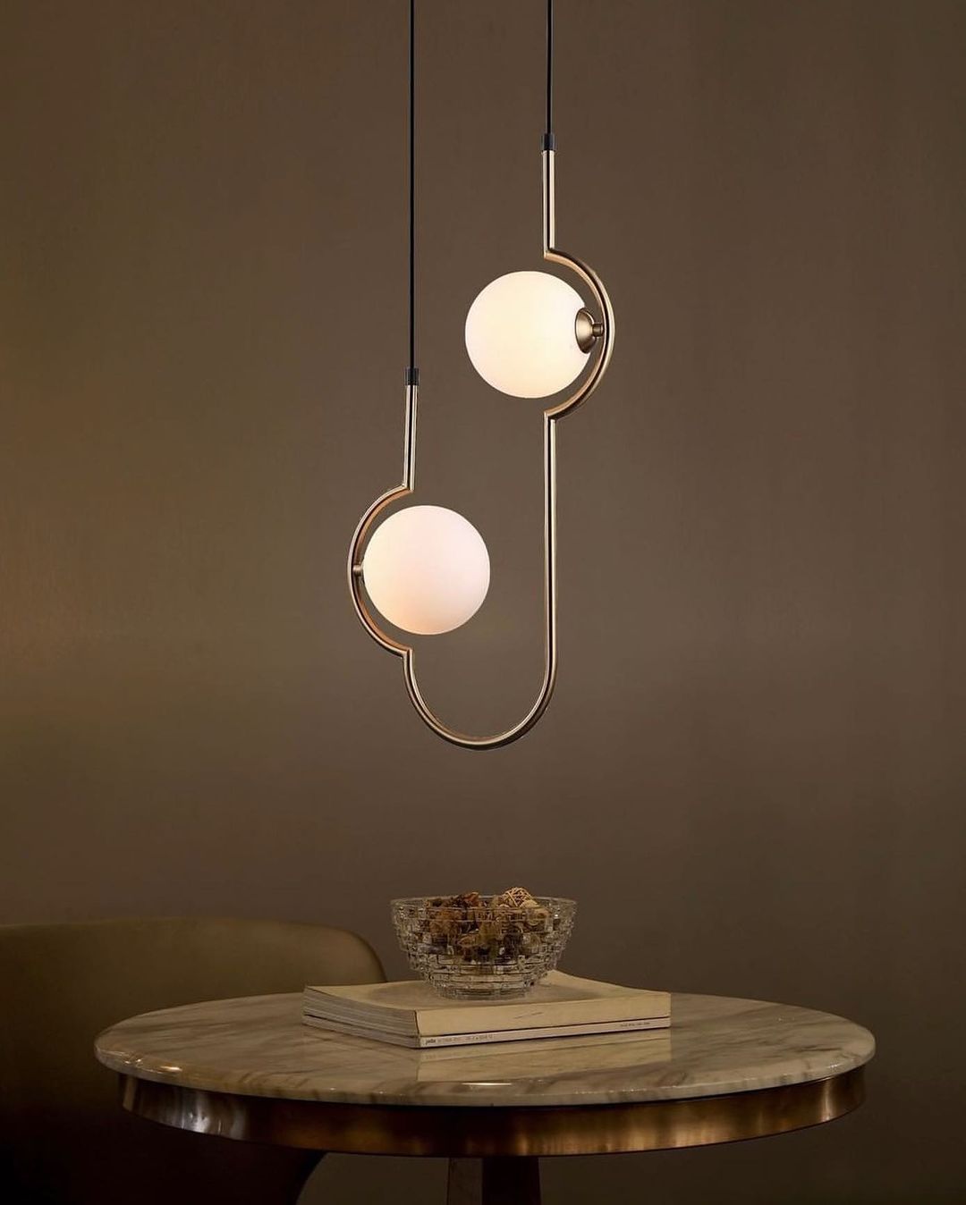 Modern Curved Dual Globe Pendant Light