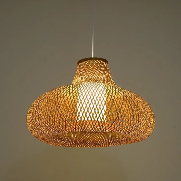 Rustic Woven Bamboo Pendant Light with Organic Shape
